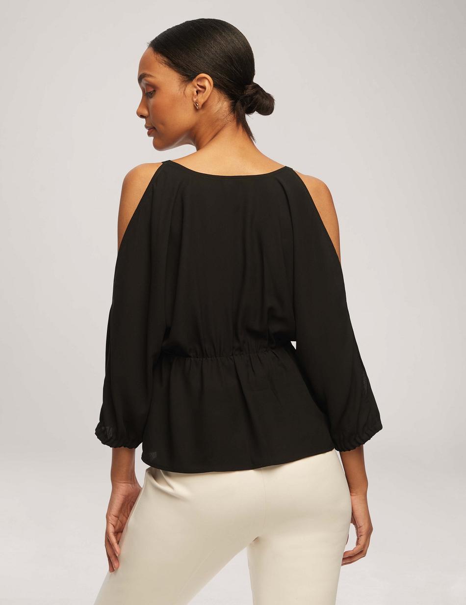 Hauts Anne Klein Cold Shoulder Crossover Peplum Blouse   | MQK-9516191